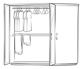 Wardrobe black and white clipart