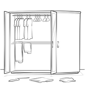 Wardrobe black and white vector