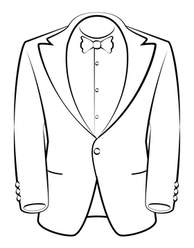 Tuxedo drawing black and white clipart