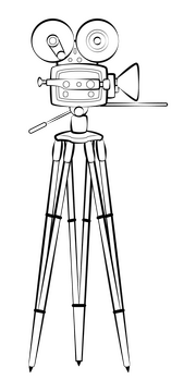 Film camera drawing black and white clipart