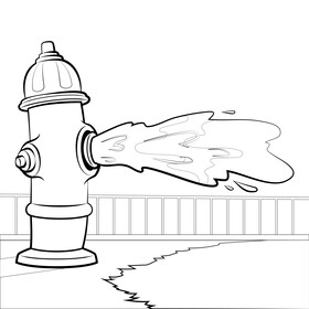 Fire hydrant drawing outline black and white vector