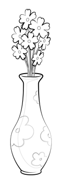 Flower vase black and white clipart