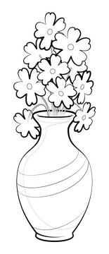 Flower vase drawing black and white clipart