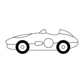 Racing car black and white clipart