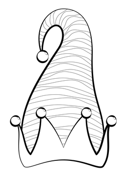 Elf hat drawing black and white clipart