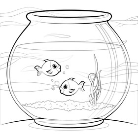 Fish bowl drawing black and white vector