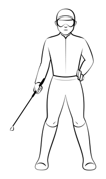 Jockey drawing black and white clipart