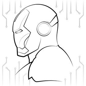 Iron man drawing black and white vector