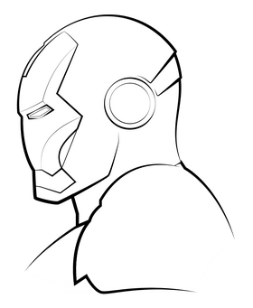 Iron man drawing outline black and white clipart