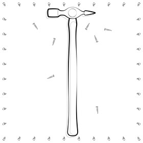 Pin hammer drawing black and white vector