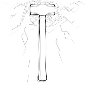 Sledge hammer drawing black and white vector