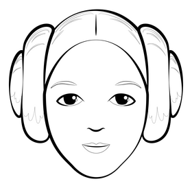 Princess leia drawing black and white clipart