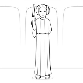 Princess leia drawing black and white vector