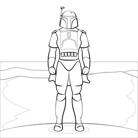 Star wars boba fett drawing black and white vector