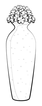 Flower vase drawing black and white clipart