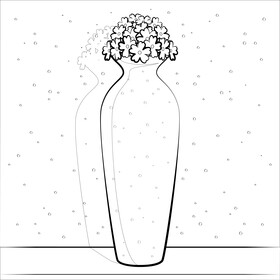 Flower vase drawing black and white vector