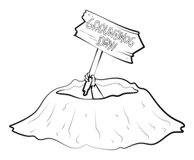 Groundhog day drawing black and white clipart