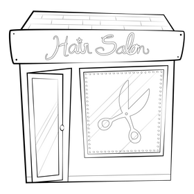 Hair salon drawing black and white clipart