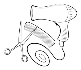 Hair salon drawing black and white clipart