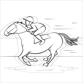 Horse Racing Jockey black and white vector