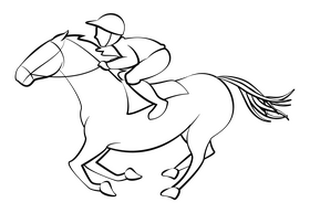 Horse Racing Jockey drawing black and white clipart