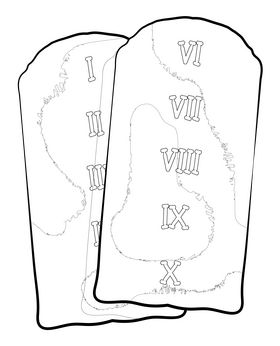Ten commandments drawing black and white clipart