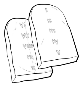 Ten commandments drawing black and white clipart