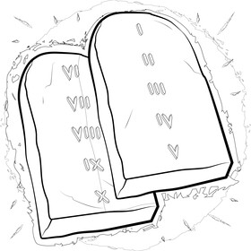 Ten commandments drawing black and white vector