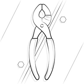 Pliers drawing black and white vector