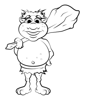 Troll drawing black and white clipart