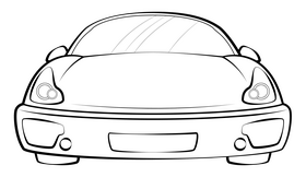 Sports car drawing black and white clipart