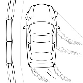 Sports car drawing black and white vector