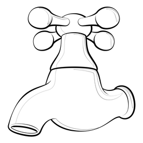 Faucet drawing black and white clipart