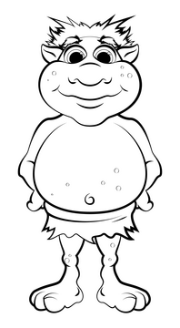 Troll drawing black and white clipart