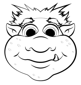 Troll drawing black and white clipart