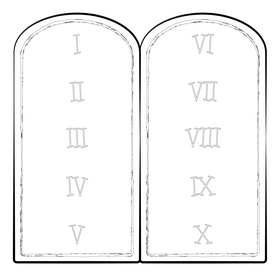 Ten commandments drawing black and white clipart