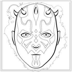 Darth maul drawing black and white vector