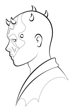 Darth maul drawing black and white clipart