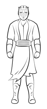 Star wards darth maul black and white clipart