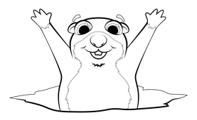 Groundhog day drawing black and white clipart