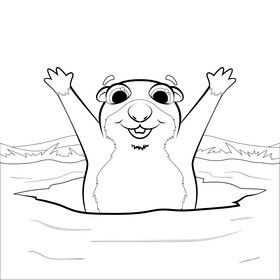 Groundhog day drawing outline black and white vector