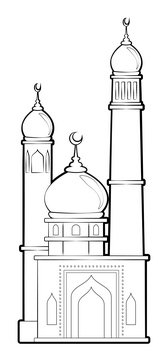 Mosque black and white clipart