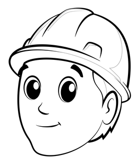 Builder drawing black and white clipart
