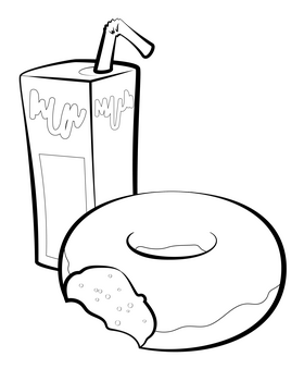 Junk food black and white clipart