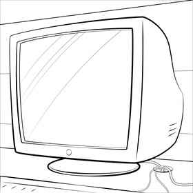 Monitor crt drawing black and white vector
