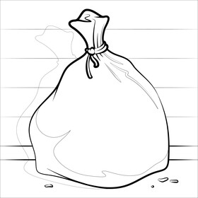 Garbage bag drawing black and white vector