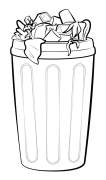 Trash bin drawing black and white clipart