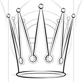 King crown drawing outline black and white vector