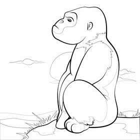 Gorilla drawing black and white vector