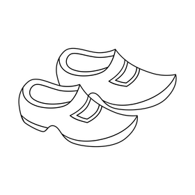 Wooden clogs shoes black and white clipart